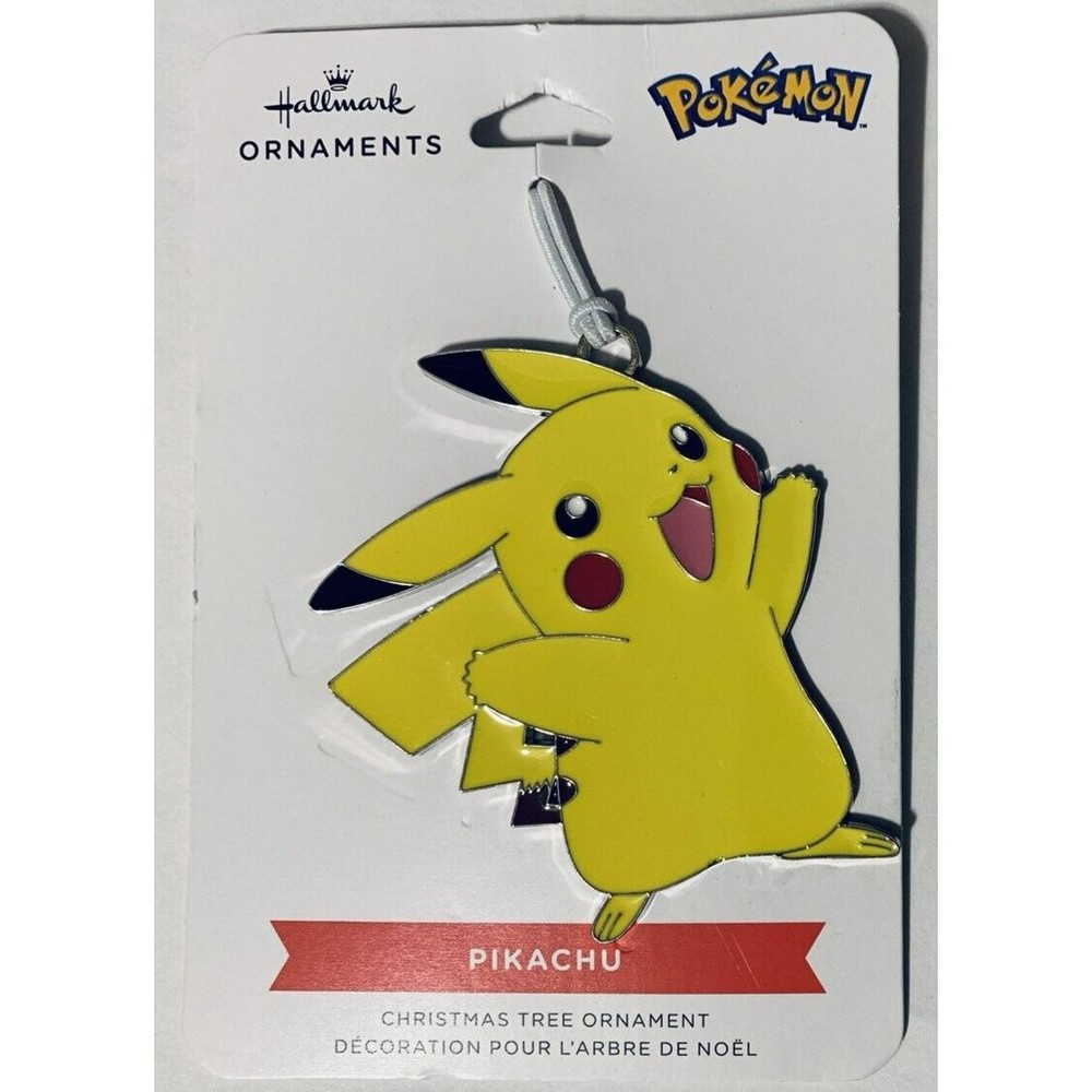 Pokemon Pikachu Christmas Ornament Yellow 2.5” Flat Metal Enamel Hallmark 2022 - Picture 6 of 9
